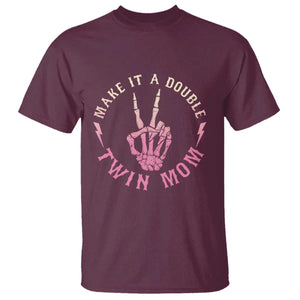 Twin Mom T Shirt Make It A Double Expecting Twins Mothers Day TS12 Maroon Print Your Wear