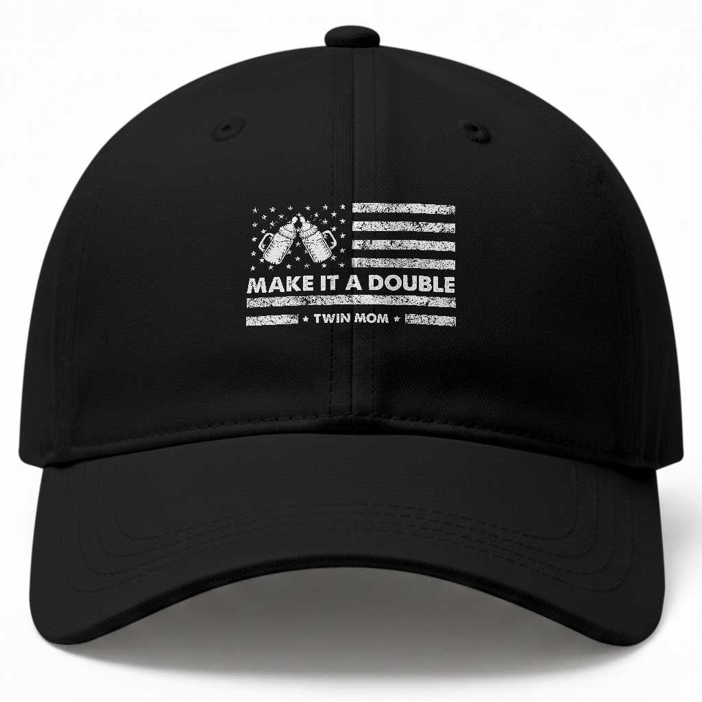 Twin Mom Baseball Cap Make It A Double Patriotic USA Flag Gift TS12 Print Your Wear