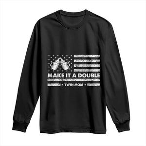Twin Mom Long Sleeve Shirt Make It A Double Patriotic USA Flag Gift TS12 Black Print Your Wear
