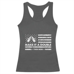 Twin Mom Racerback Tank Top Make It A Double Patriotic USA Flag Gift TS12 Dark Heather Print Your Wear
