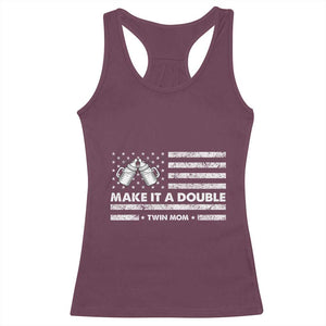 Twin Mom Racerback Tank Top Make It A Double Patriotic USA Flag Gift TS12 Maroon Print Your Wear
