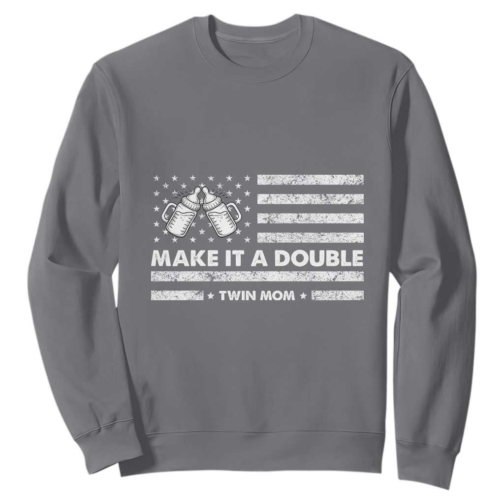 Twin Mom Sweatshirt Make It A Double Patriotic USA Flag Gift TS12 Charcoal Print Your Wear