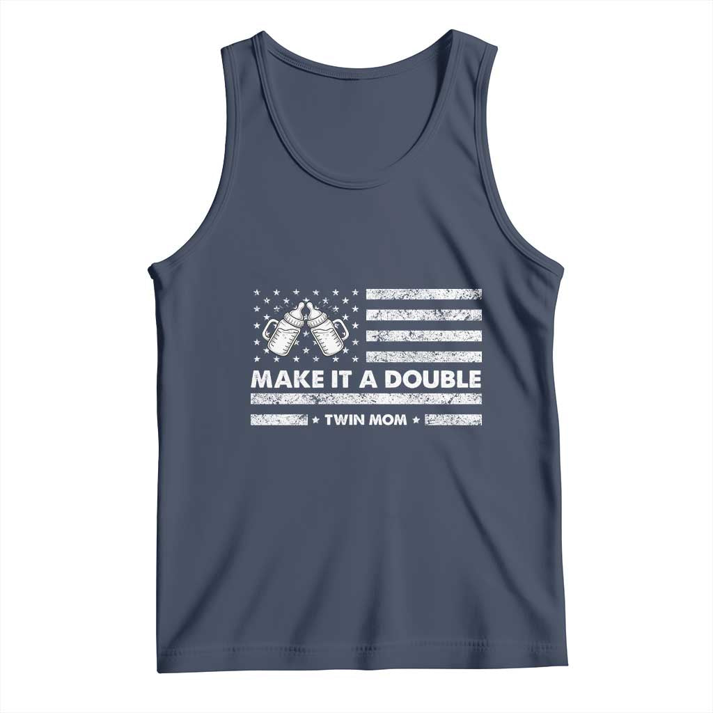Twin Mom Tank Top Make It A Double Patriotic USA Flag Gift TS12 Navy Print Your Wear