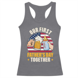 Patriotic Our First Fathers Day Together Racerback Tank Top Gift For New Dad TS12 Charcoal Print Your Wear