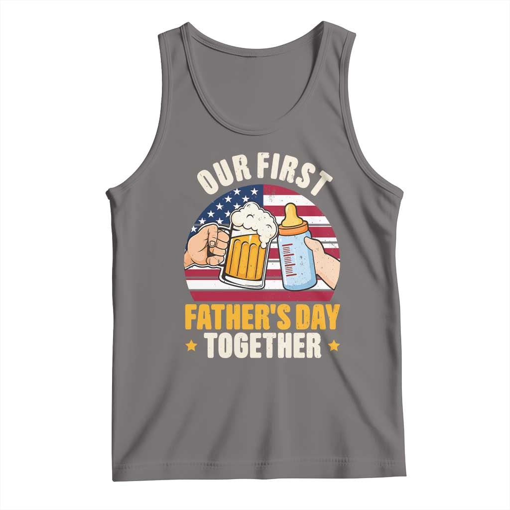 Patriotic Our First Fathers Day Together Tank Top Gift For New Dad TS12 Deep Heather Print Your Wear