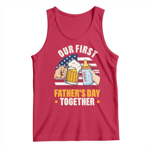 Patriotic Our First Fathers Day Together Tank Top Gift For New Dad TS12 Red Print Your Wear