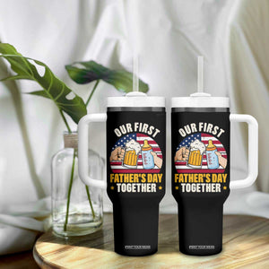 Patriotic Our First Fathers Day Together Tumbler With Handle Gift For New Dad TS12 Print Your Wear