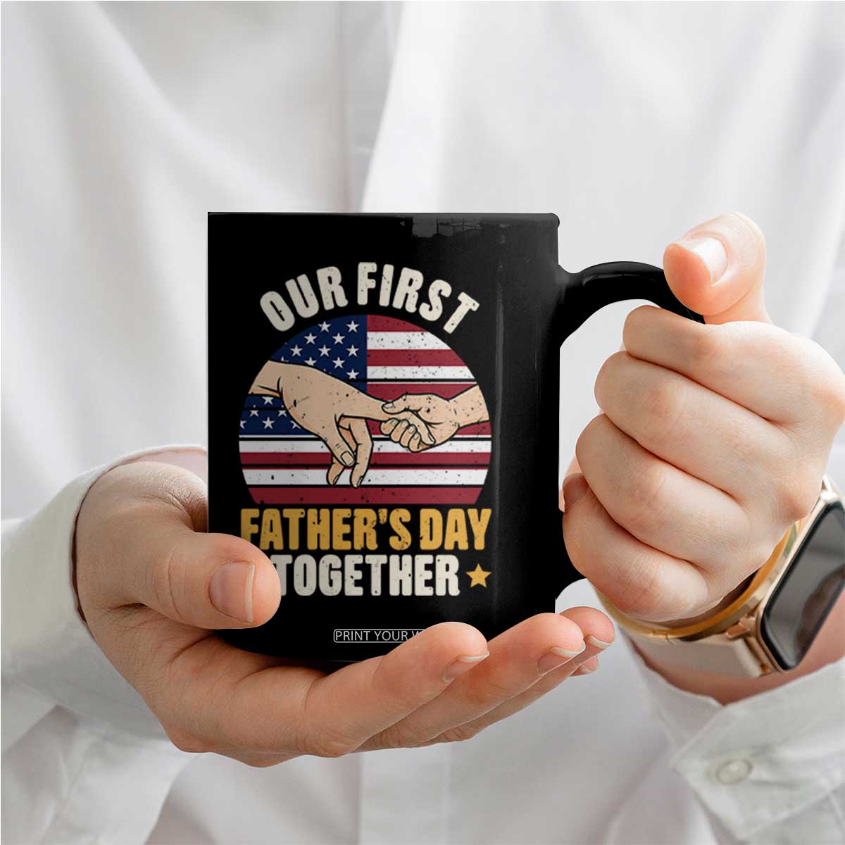 Our First Fathers Day Together Coffee Mug Patriotic New Dad Gift TS12 Print Your Wear