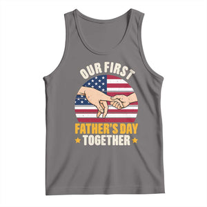 Our First Fathers Day Together Tank Top Patriotic New Dad Gift TS12 Deep Heather Print Your Wear