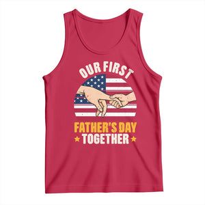 Our First Fathers Day Together Tank Top Patriotic New Dad Gift TS12 Red Print Your Wear