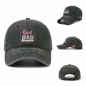 Girl Dad Est 2026 Washed Cotton Baseball Cap Proud New Dad Gift TS12 Washed Cap Universal Fit Dark Green Print Your Wear