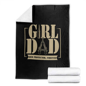 Girl Dad Her Protector Forever Throw Blanket New Dad Fathers Day Gift TS12 Black Print Your Wear
