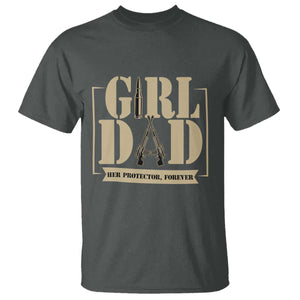 Girl Dad Her Protector Forever T Shirt New Dad Fathers Day Gift TS12 Dark Heather Print Your Wear
