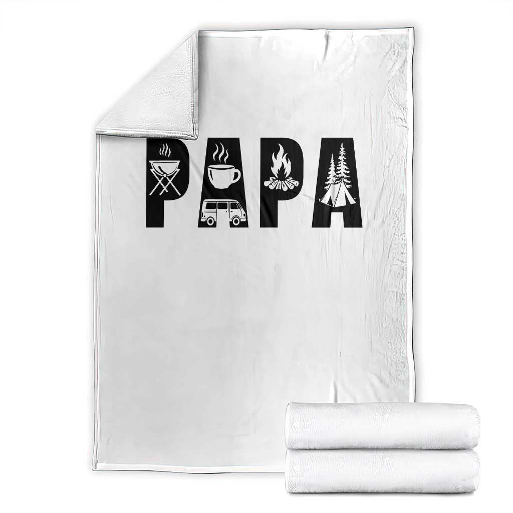 Camping Papa Throw Blanket Camper Dad Fathers Day Gift TS12 White Print Your Wear