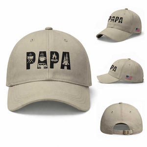 Camping Papa Baseball Cap Camper Dad Fathers Day Gift TS12 Baseball Cap Universal Fit Beige Print Your Wear