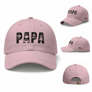 Camping Papa Baseball Cap Camper Dad Fathers Day Gift TS12 Baseball Cap Universal Fit Light Pink Print Your Wear