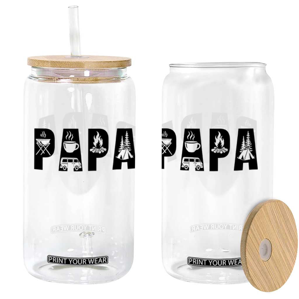 Camping Papa Glass Can Camper Dad Fathers Day Gift TS12 Print Your Wear