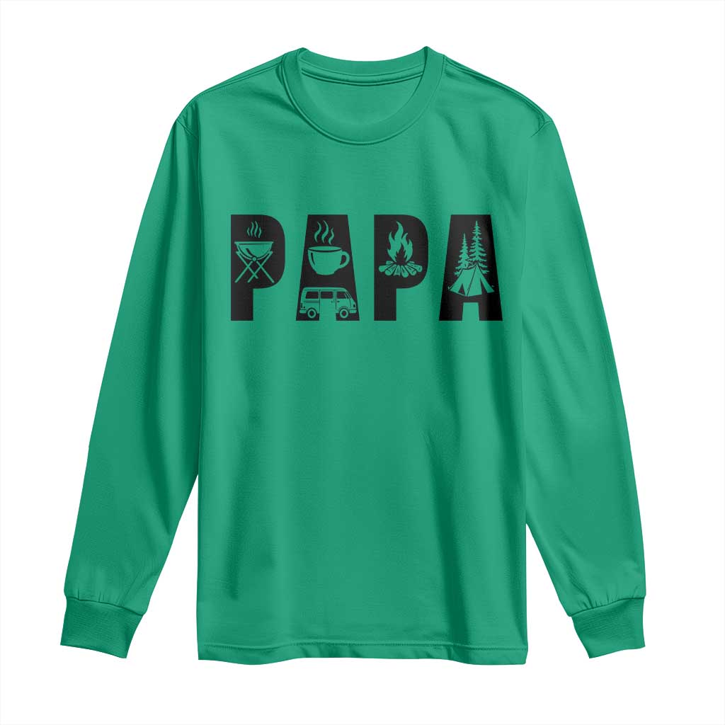 Camping Papa Long Sleeve Shirt Camper Dad Fathers Day Gift TS12 Irish Green Print Your Wear