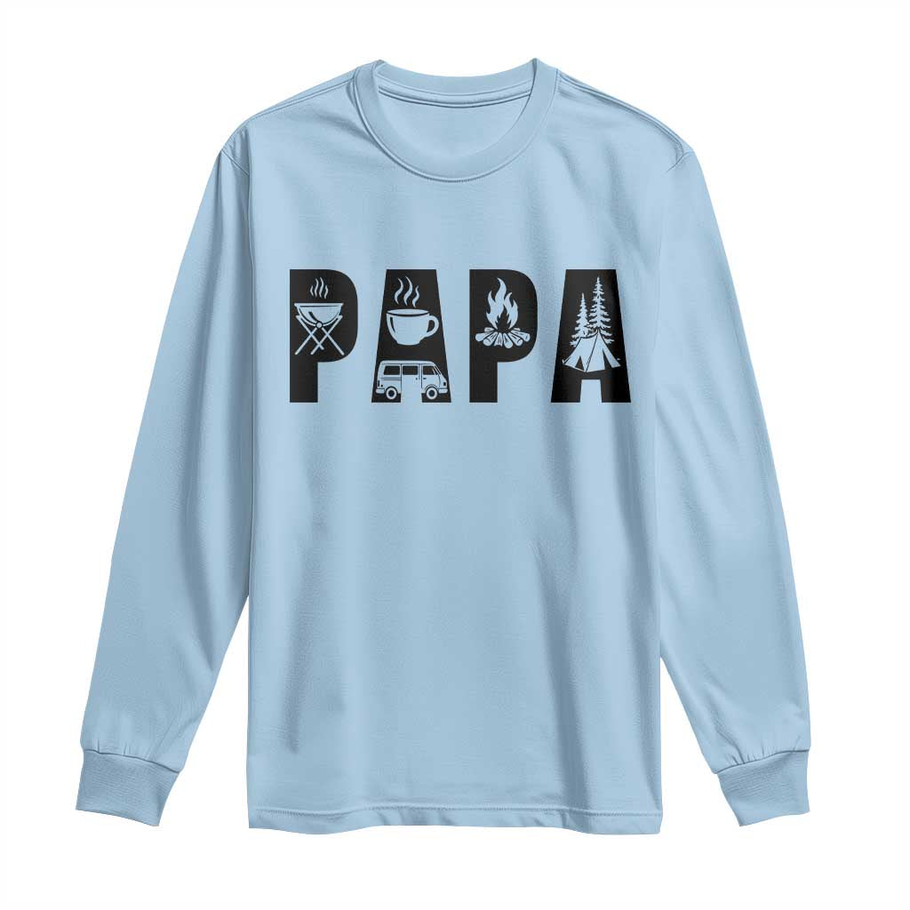Camping Papa Long Sleeve Shirt Camper Dad Fathers Day Gift TS12 Light Blue Print Your Wear