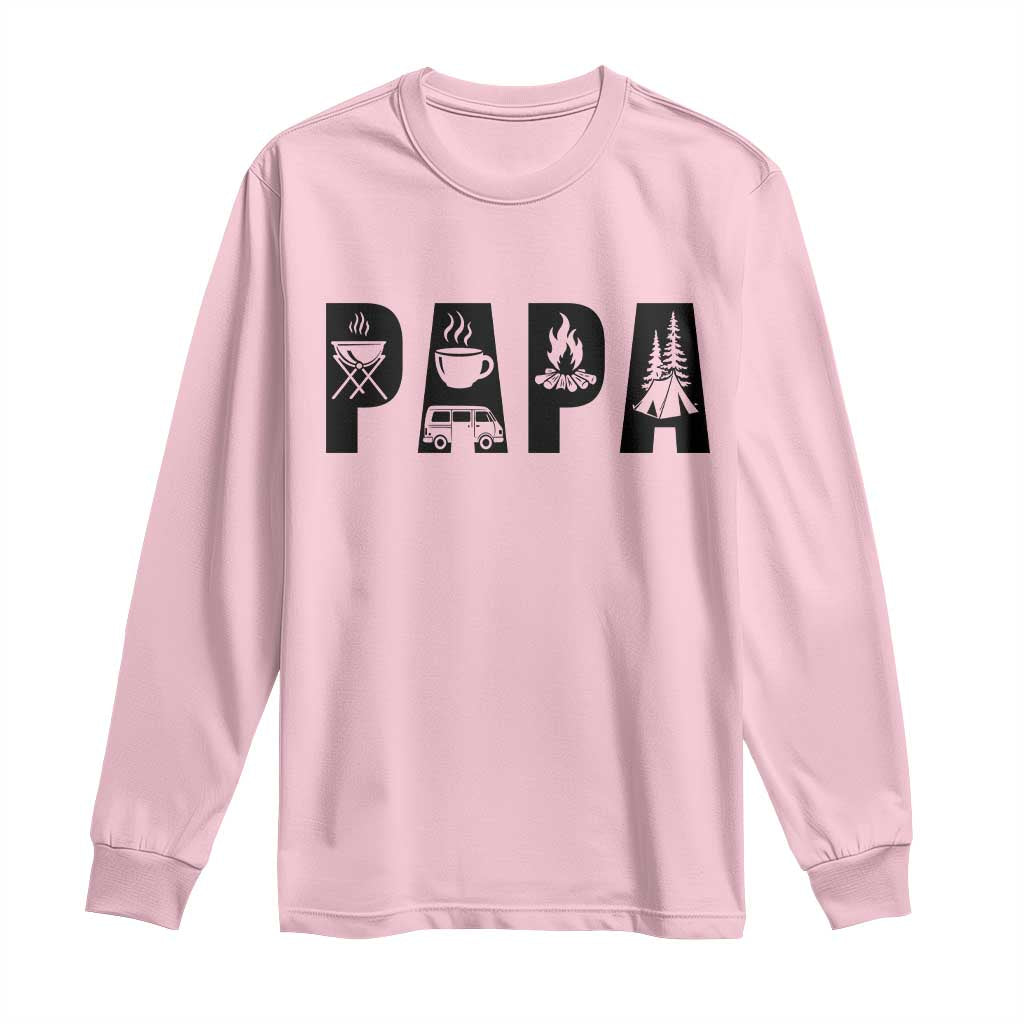 Camping Papa Long Sleeve Shirt Camper Dad Fathers Day Gift TS12 Light Pink Print Your Wear