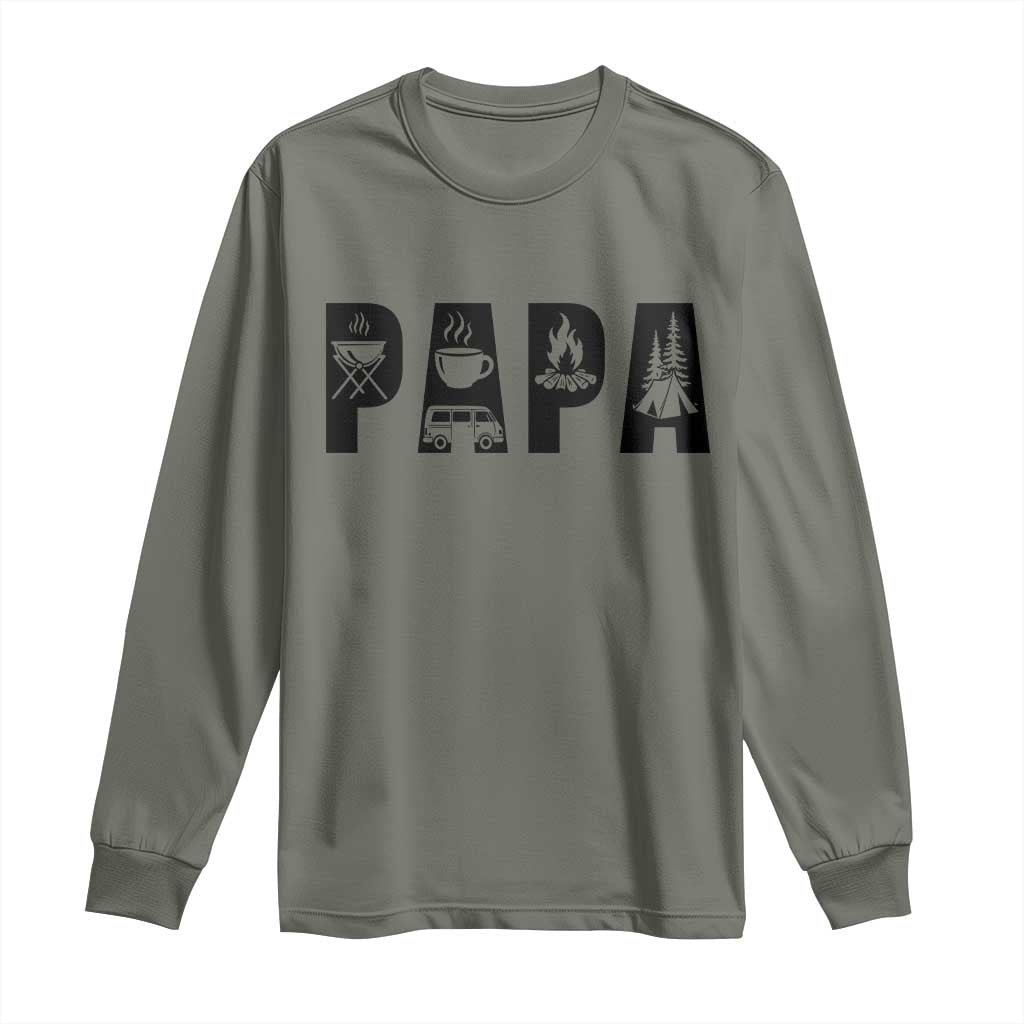 Camping Papa Long Sleeve Shirt Camper Dad Fathers Day Gift TS12 Military Green Print Your Wear