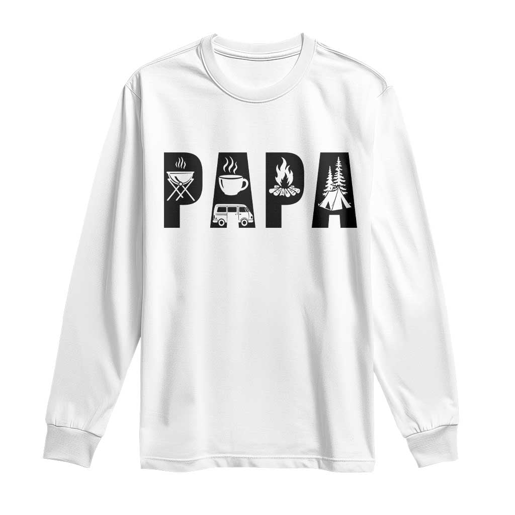Camping Papa Long Sleeve Shirt Camper Dad Fathers Day Gift TS12 White Print Your Wear