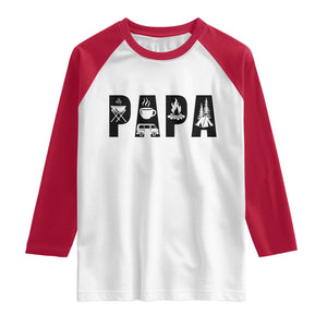 Camping Papa Raglan Shirt Camper Dad Fathers Day Gift TS12 White Red Print Your Wear