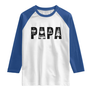 Camping Papa Raglan Shirt Camper Dad Fathers Day Gift TS12 White Royal Print Your Wear