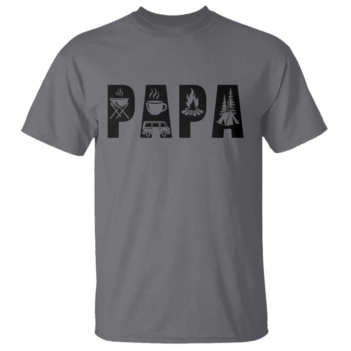 Camping Papa T Shirt Camper Dad Fathers Day Gift TS12 Charcoal Print Your Wear