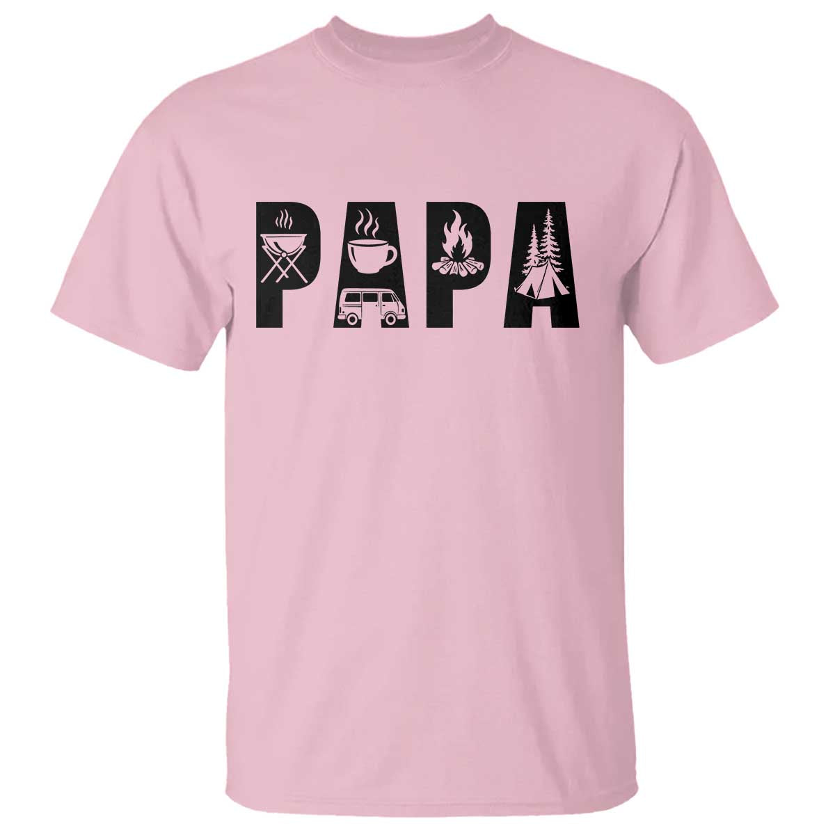 Camping Papa T Shirt Camper Dad Fathers Day Gift TS12 Light Pink Print Your Wear