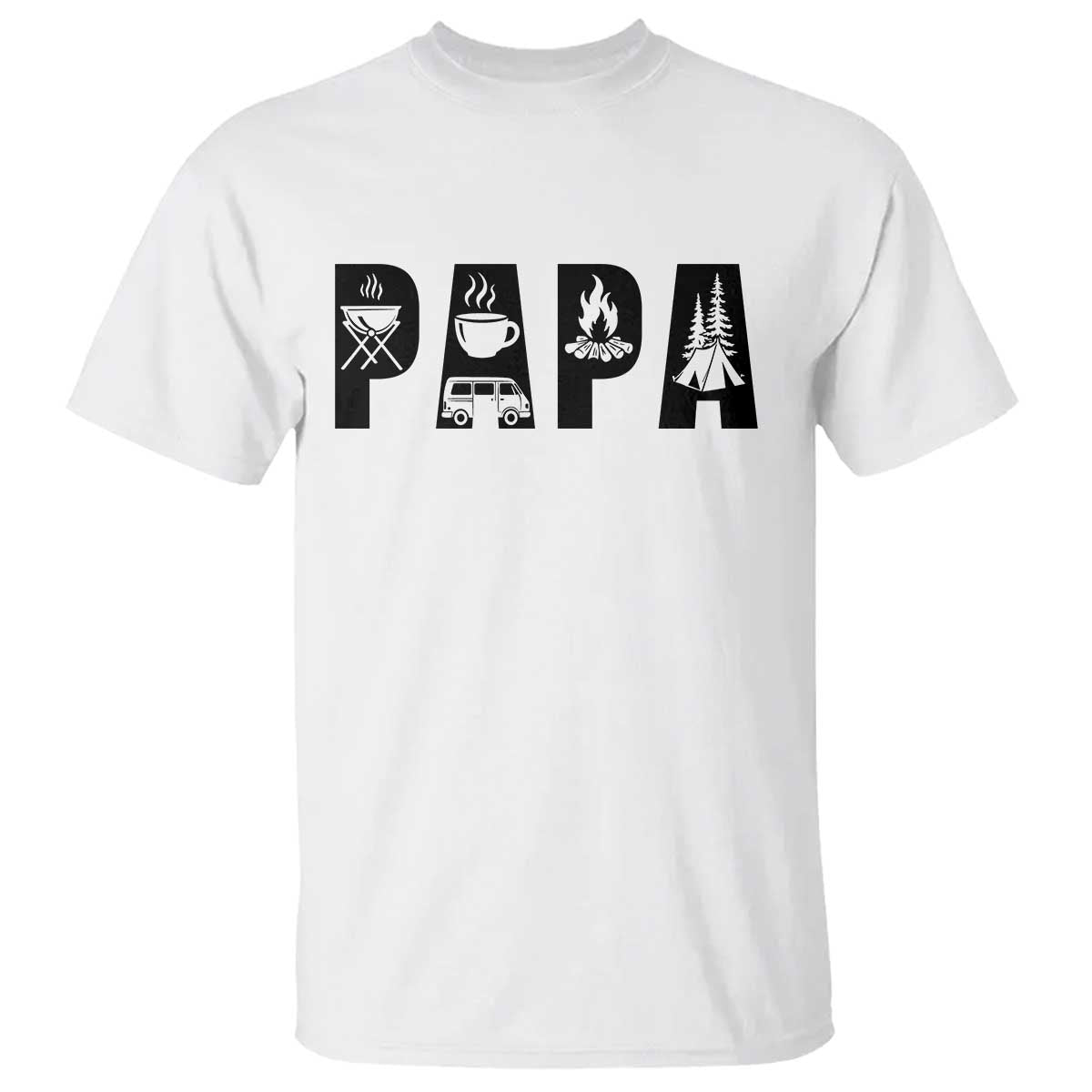 Camping Papa T Shirt Camper Dad Fathers Day Gift TS12 White Print Your Wear