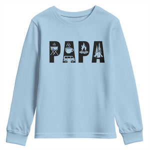 Camping Papa Youth Sweatshirt Camper Dad Fathers Day Gift TS12 Light Blue Print Your Wear