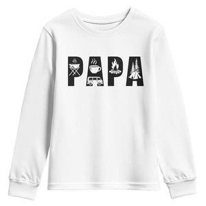 Camping Papa Youth Sweatshirt Camper Dad Fathers Day Gift TS12 White Print Your Wear