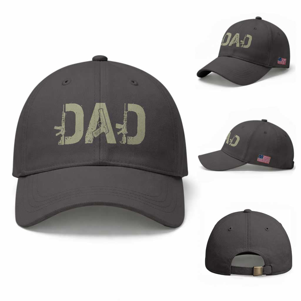 Gun Lover Dad Baseball Cap Funny Hunter Dad Fathers Day Gift TS12 Baseball Cap Universal Fit Dark Gray Print Your Wear