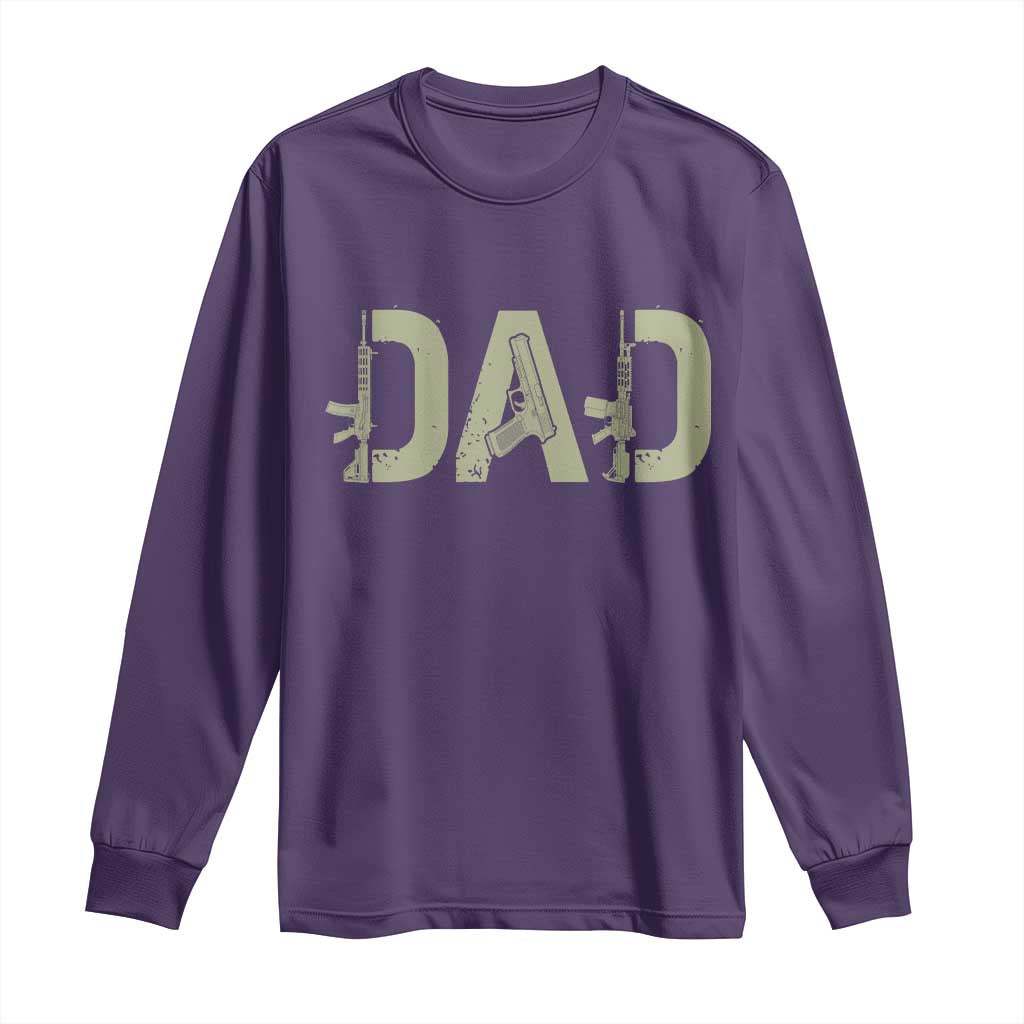 Gun Lover Dad Long Sleeve Shirt Funny Hunter Dad Fathers Day Gift TS12 Purple Print Your Wear