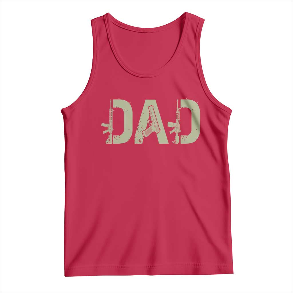 Gun Lover Dad Tank Top Funny Hunter Dad Fathers Day Gift TS12 Red Print Your Wear