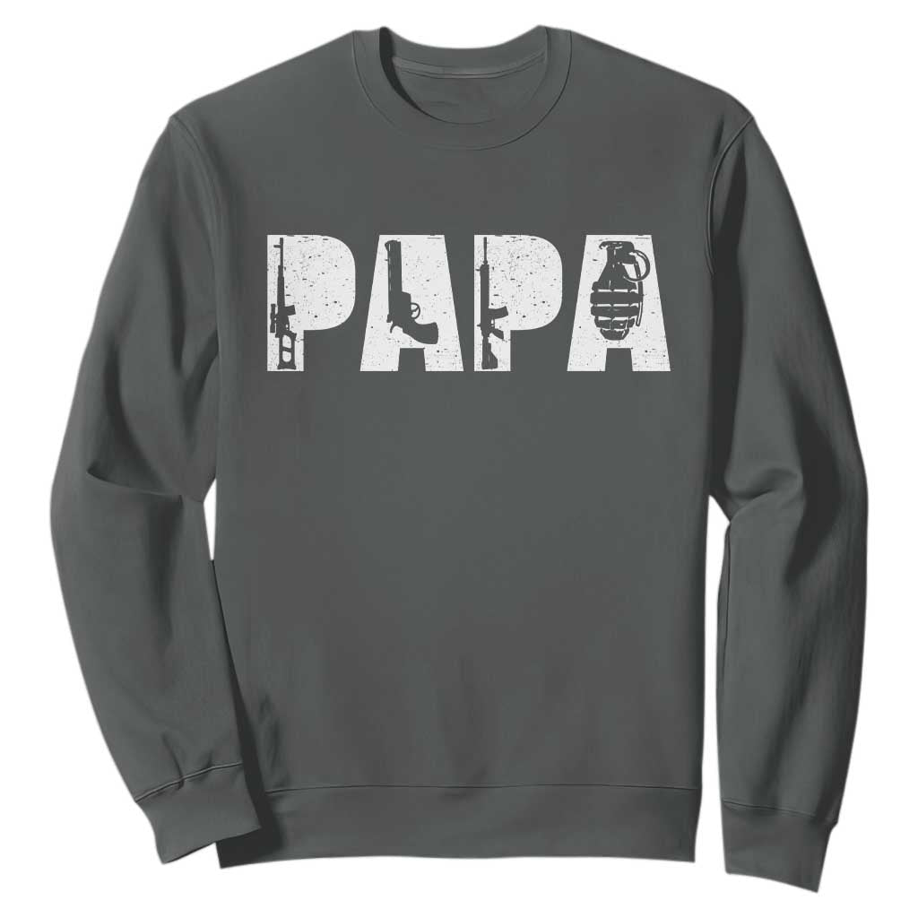Proud Hunter Dad Sweatshirt Funny Hunting Lifestyle Fathers Day Gift TS12 Dark Heather Print Your Wear