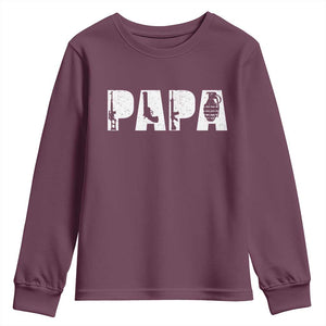 Proud Hunter Dad Youth Sweatshirt Funny Hunting Lifestyle Fathers Day Gift TS12 Maroon Print Your Wear
