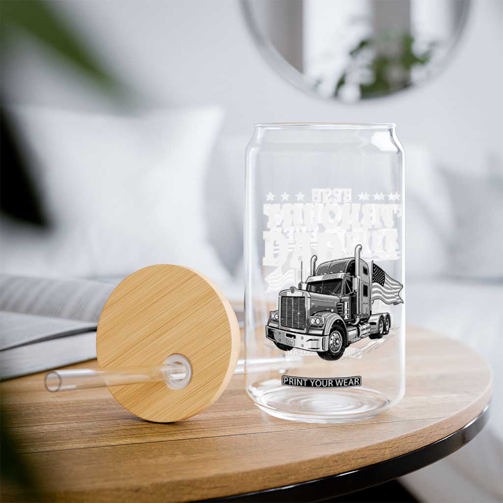 Best Truckin Dad Ever Glass Can Trucker Papa Fathers Day Gift TS12 Print Your Wear