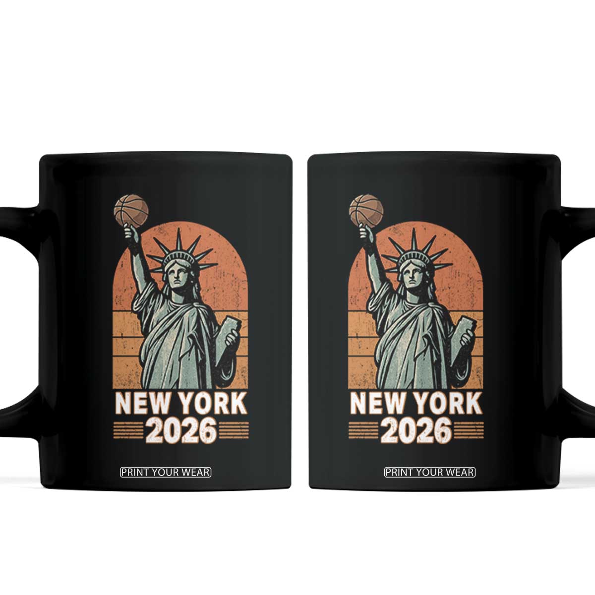 Vintage Statue Of Liberty Basketball Coffee Mug New York Sports Lover TS12 Black Print Your Wear