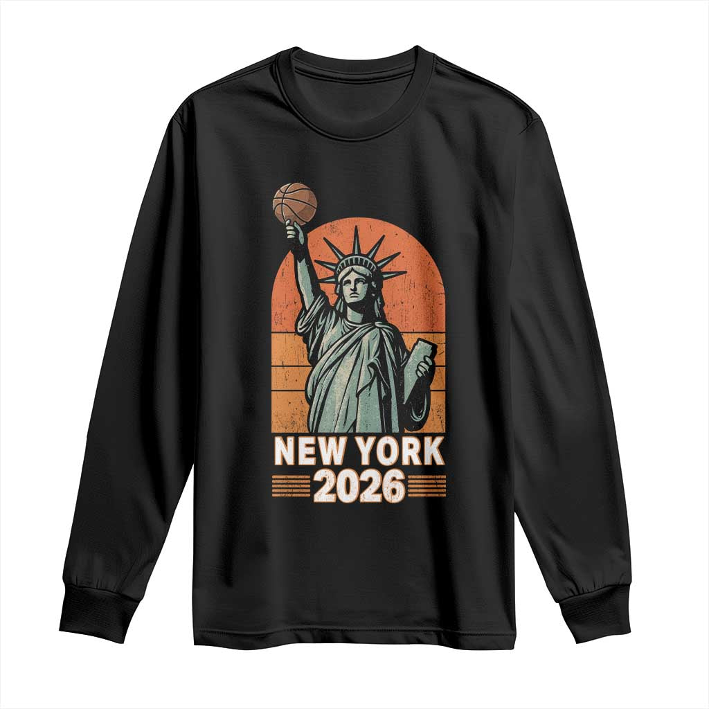 Vintage Statue Of Liberty Basketball Long Sleeve Shirt New York Sports Lover TS12 Black Print Your Wear