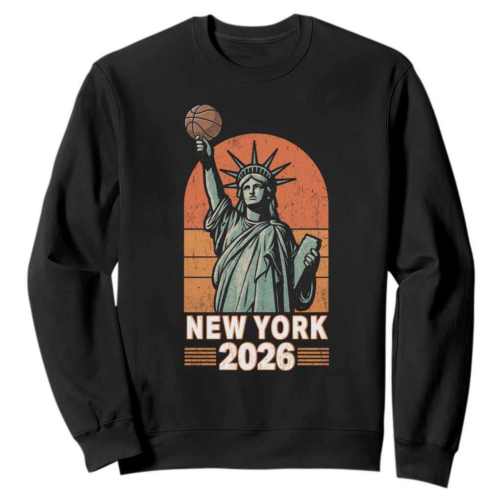 Vintage Statue Of Liberty Basketball Sweatshirt New York Sports Lover TS12 Black Print Your Wear