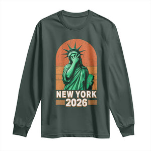 Statue Of Liberty Hoops Long Sleeve Shirt New York Pride 2026 TS12 Dark Forest Green Print Your Wear