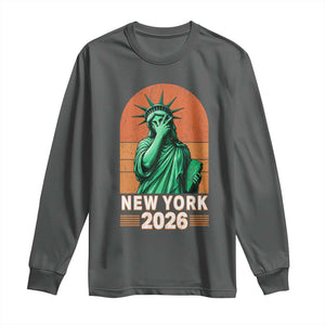 Statue Of Liberty Hoops Long Sleeve Shirt New York Pride 2026 TS12 Dark Heather Print Your Wear