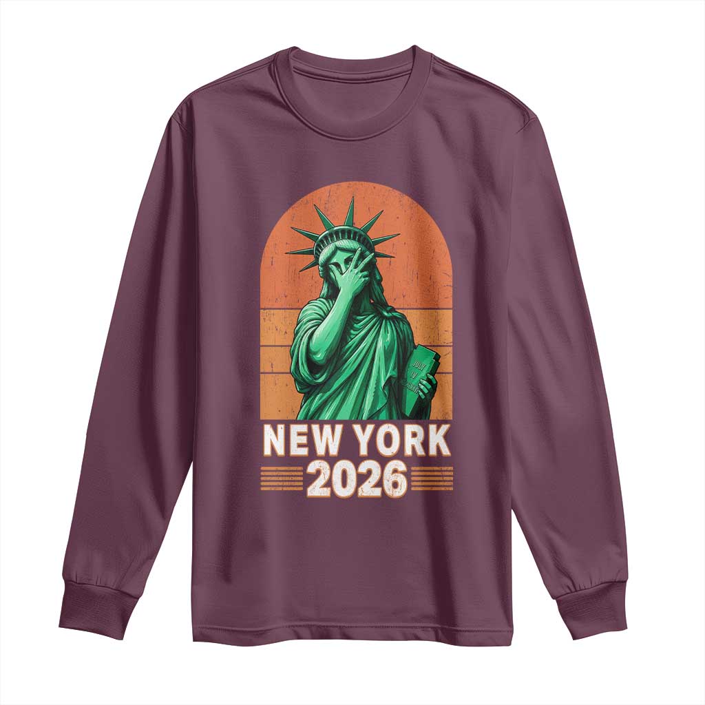 Statue Of Liberty Hoops Long Sleeve Shirt New York Pride 2026 TS12 Maroon Print Your Wear