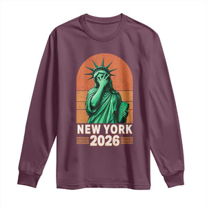 Statue Of Liberty Hoops Long Sleeve Shirt New York Pride 2026 TS12 Maroon Print Your Wear