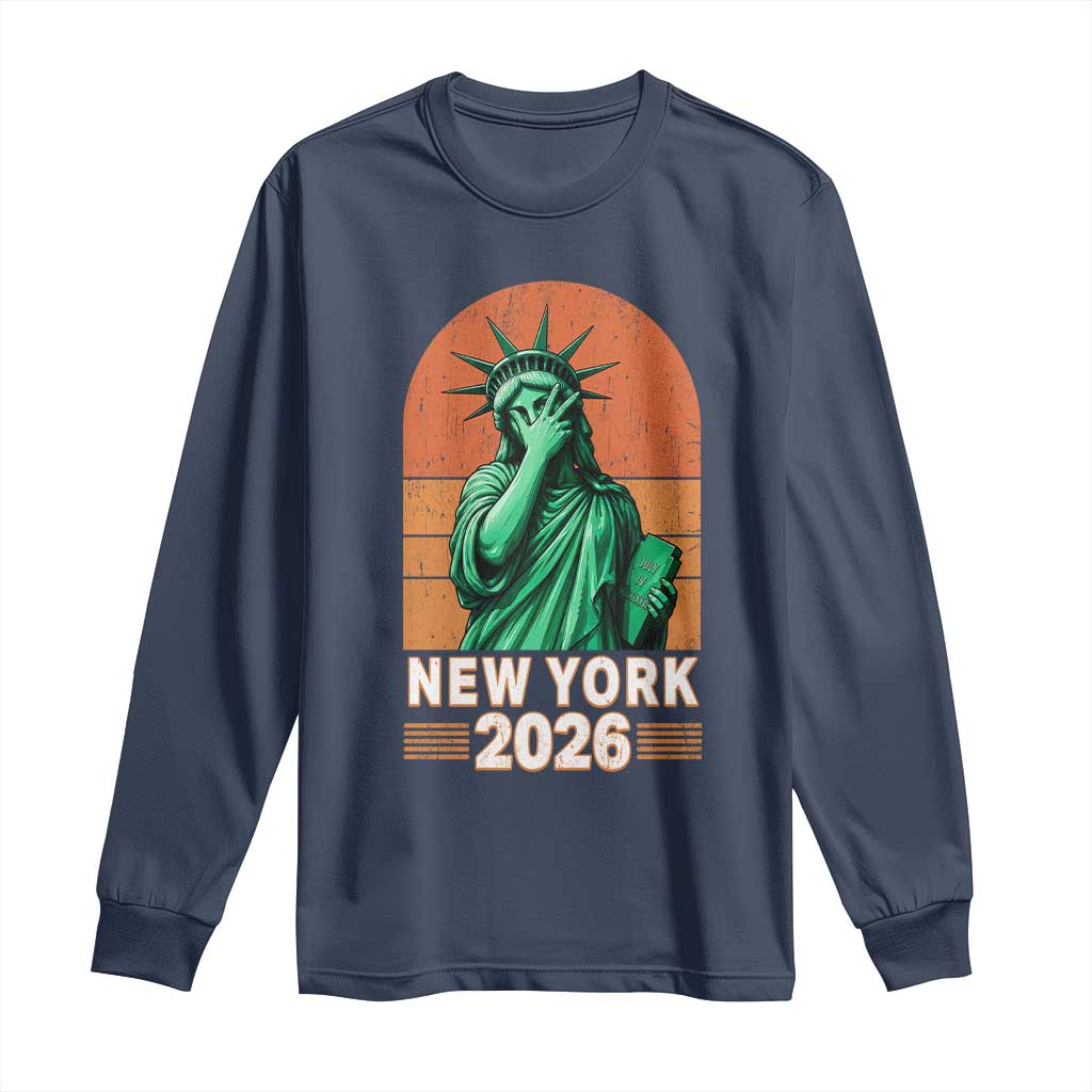 Statue Of Liberty Hoops Long Sleeve Shirt New York Pride 2026 TS12 Navy Print Your Wear