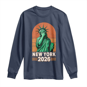 Statue Of Liberty Hoops Long Sleeve Shirt New York Pride 2026 TS12 Navy Print Your Wear