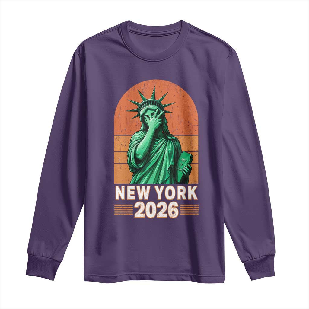 Statue Of Liberty Hoops Long Sleeve Shirt New York Pride 2026 TS12 Purple Print Your Wear