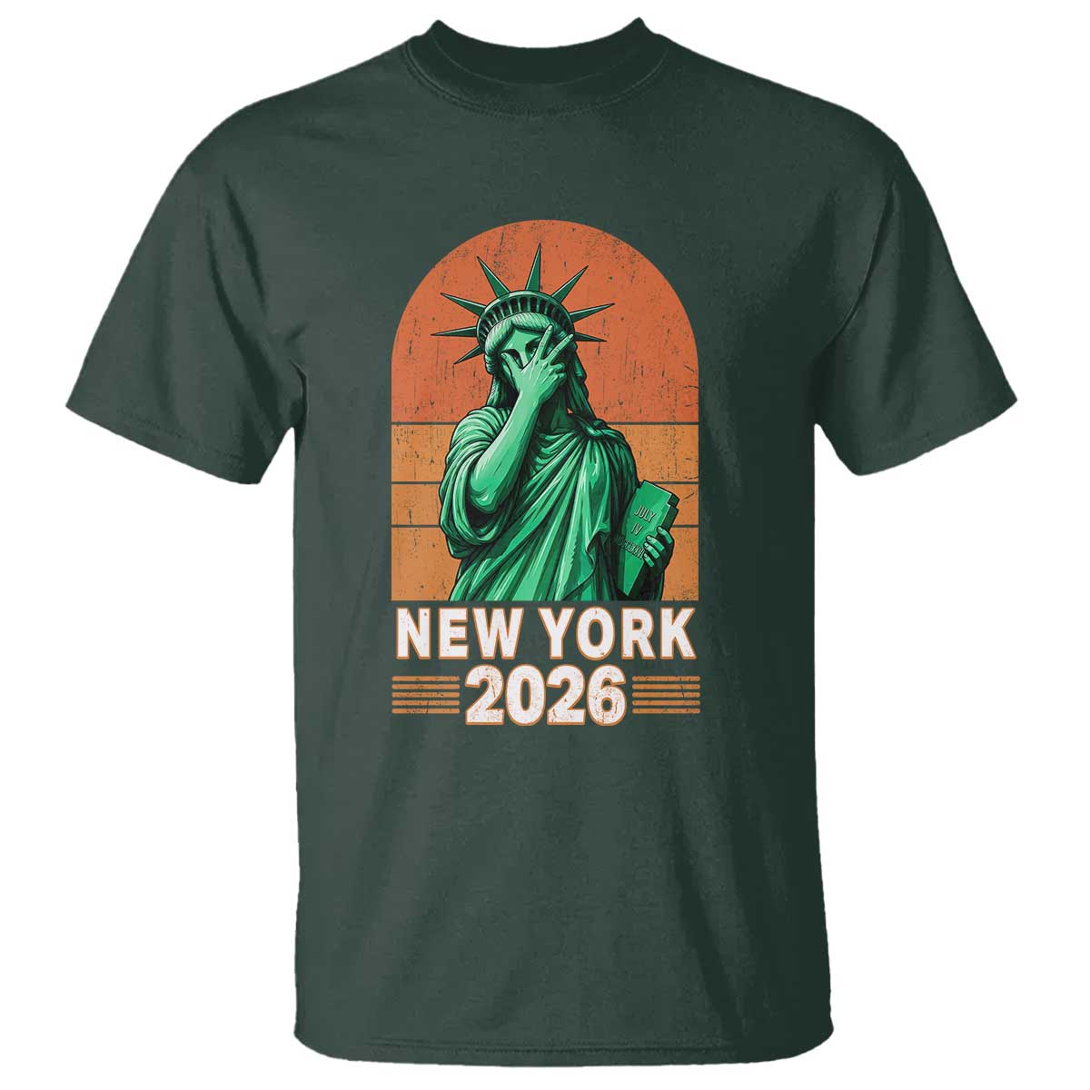 Statue Of Liberty Hoops T Shirt New York Pride 2026 TS12 Dark Forest Green Print Your Wear